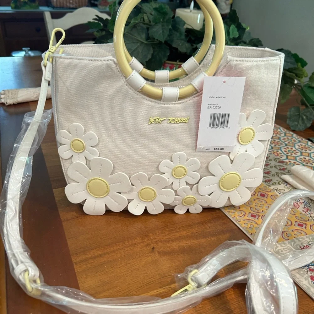 Betsey Johnson Cream Floral Handbag - Picture 3 of 7
